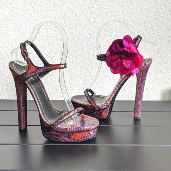Gucci Kid Scamosciato Pitone Nero Grape Glam 37.5 - Picture 1 of 16